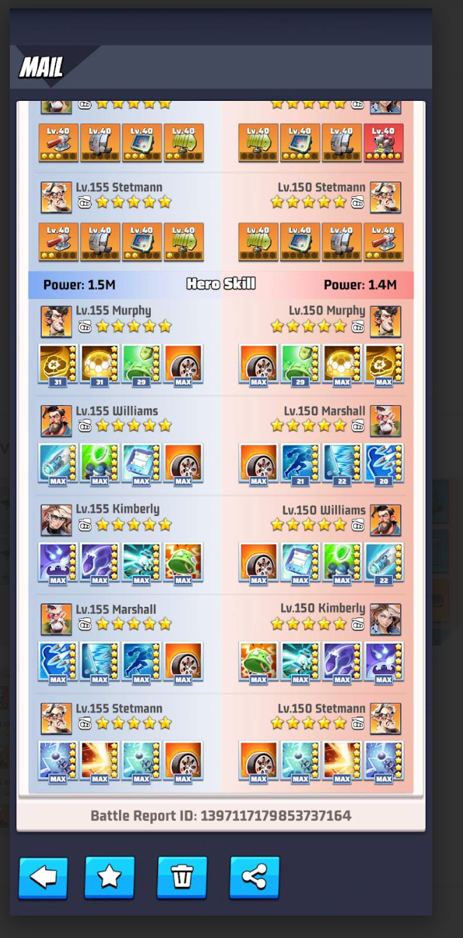 English Last War battle report comparing every hero skill and skill level