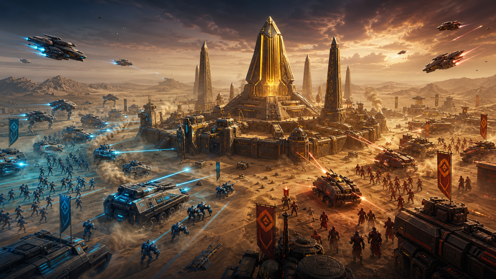 Original Game Zone Academy artwork showing two alliances fighting over a fortified Spice objective
